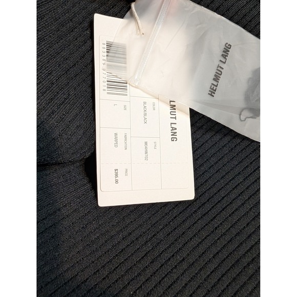 Helmut Lang Eyelet Bra Dress Black Ribbed Bodycon Midi Tank Women's Size L - Picture 6 of 8